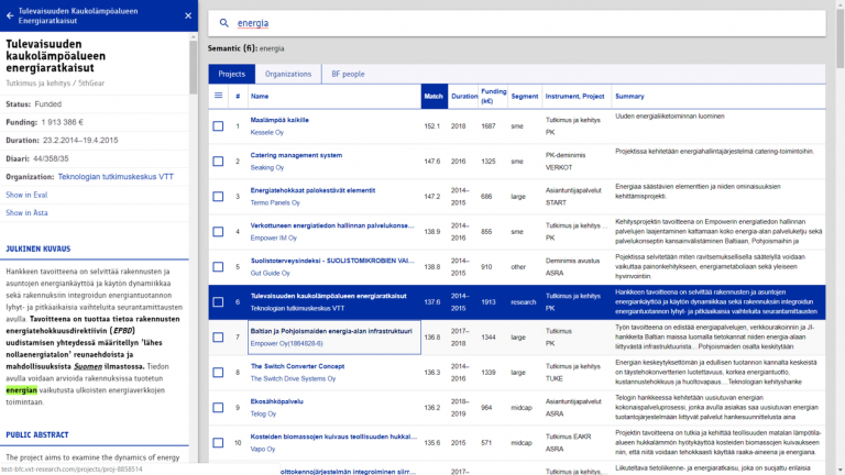 Business Finland Connection interface