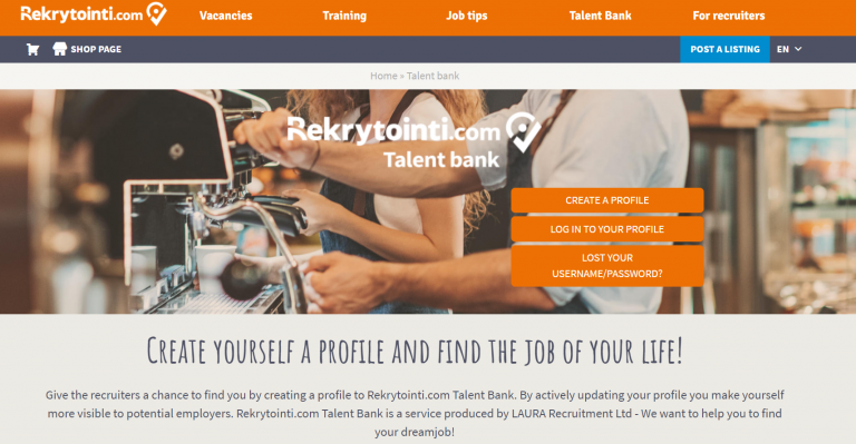Talent Bank interface